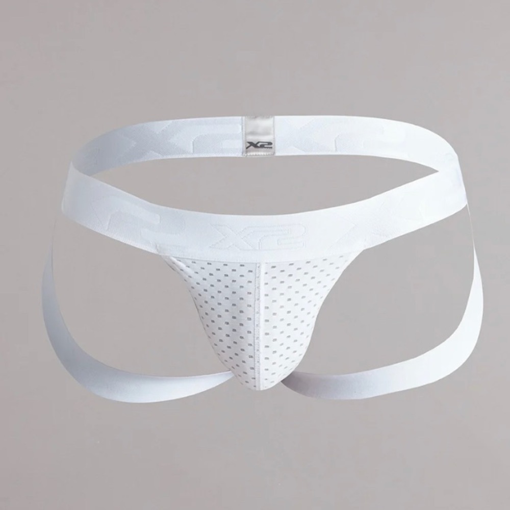 Men’s White Jockstrap Underwear | Breathable Athletic Mesh | Size M